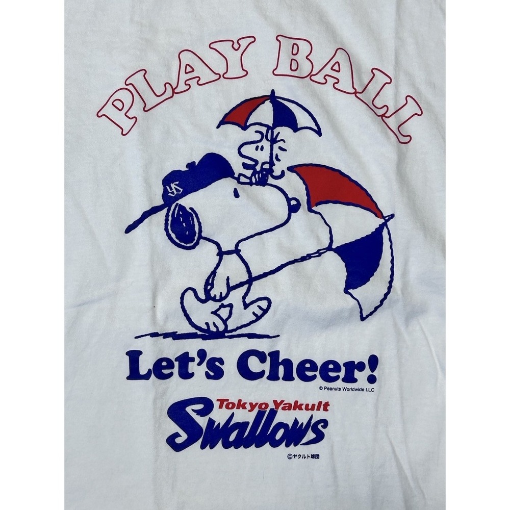 Snoopy PEANUTS x Tokyo Yakult Swallows "Play Ball" Lets Cheer T-shirt Baseball - Picture 2 of 3